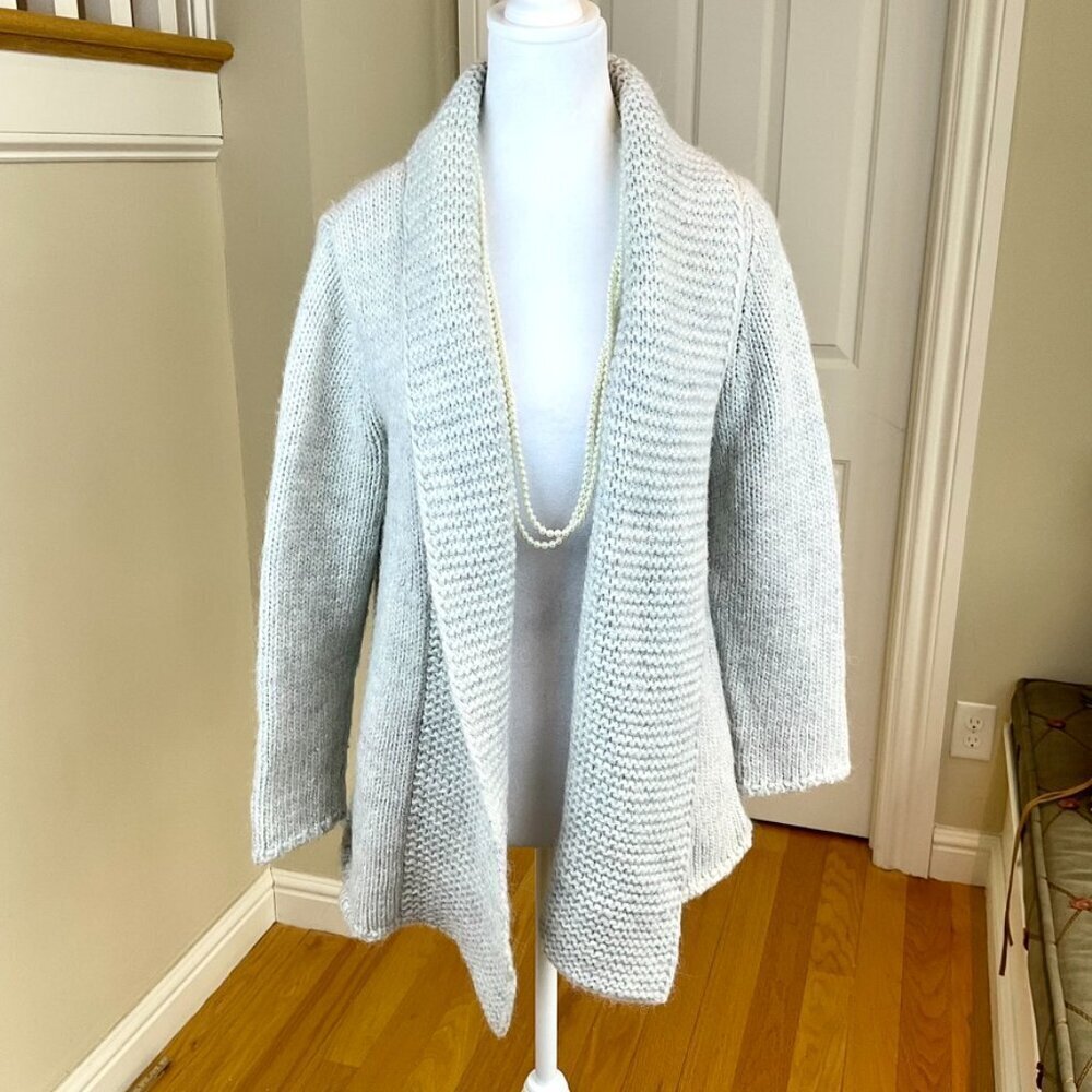 J Jill Sweater Cardigan Alpaca Blend Chunky Knit Gray No Close (SP)